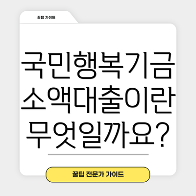 국민행복기금 소액대출이란 무엇일까요?