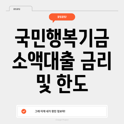 국민행복기금 소액대출 금리 및 한도