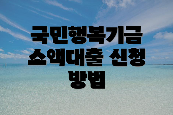 국민행복기금 소액대출 신청 방법