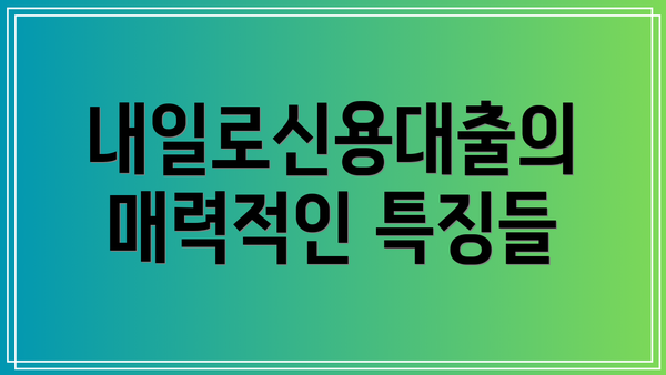 내일로신용대출의 매력적인 특징들