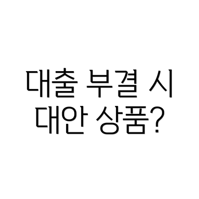 대출 부결 시 대안 상품?