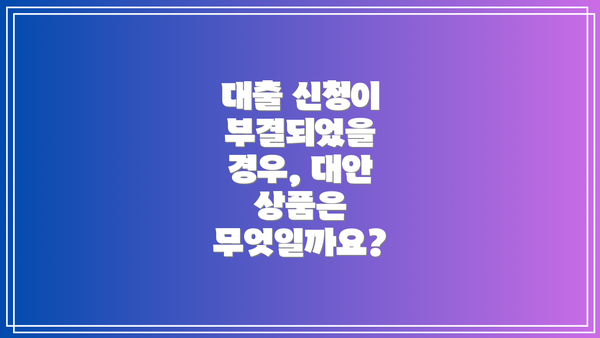 대출 신청이 부결되었을 경우, 대안 상품은 무엇일까요?