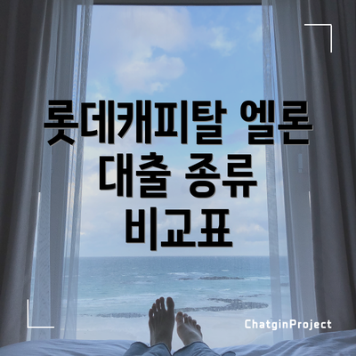 롯데캐피탈 엘론 대출 종류 비교표