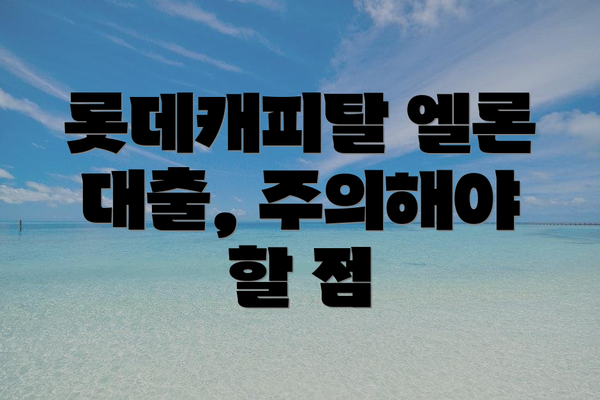 롯데캐피탈 엘론 대출, 주의해야 할 점