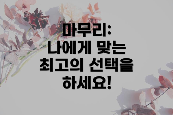 마무리: 나에게 맞는 최고의 선택을 하세요!