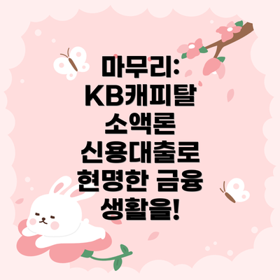 마무리: KB캐피탈 소액론 신용대출로 현명한 금융 생활을!