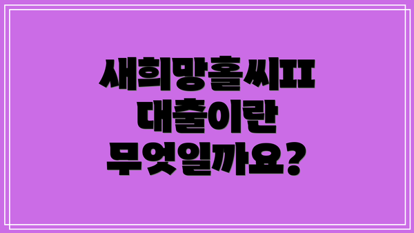 새희망홀씨II 대출이란 무엇일까요?