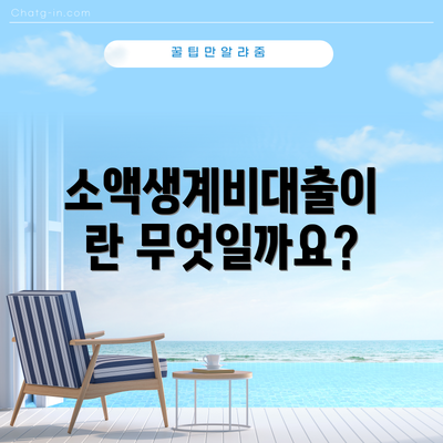 소액생계비대출이란 무엇일까요?