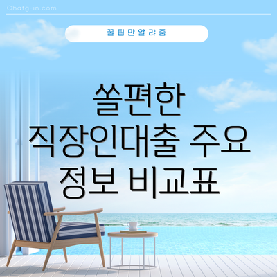 쏠편한 직장인대출 주요 정보 비교표