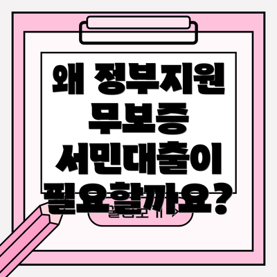왜 정부지원 무보증 서민대출이 필요할까요?