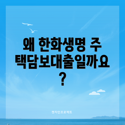 왜 한화생명 주택담보대출일까요?