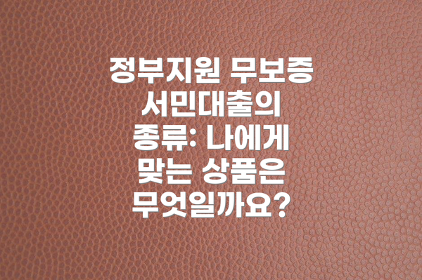 정부지원 무보증 서민대출의 종류: 나에게 맞는 상품은 무엇일까요?