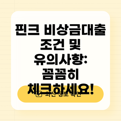 핀크 비상금대출 조건 및 유의사항: 꼼꼼히 체크하세요!