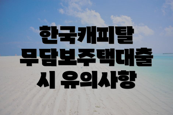 한국캐피탈 무담보주택대출 시 유의사항