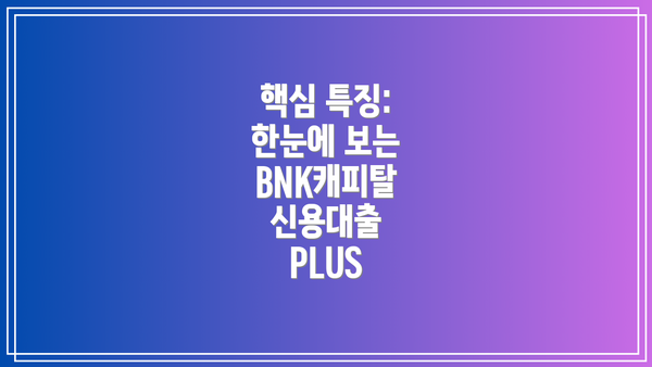 핵심 특징: 한눈에 보는 BNK캐피탈 신용대출 PLUS