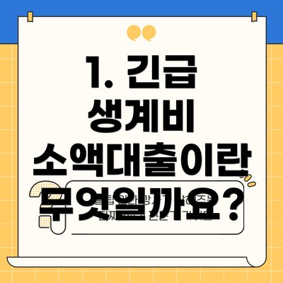 1. 긴급 생계비 소액대출이란 무엇일까요?