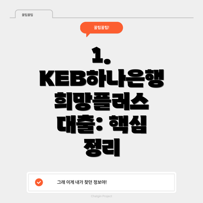 1. KEB하나은행 희망플러스 대출: 핵심 정리