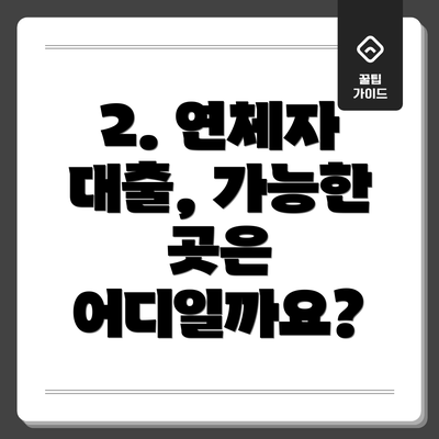 2. 연체자 대출, 가능한 곳은 어디일까요?