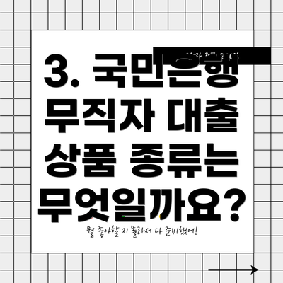 3. 국민은행 무직자 대출 상품 종류는 무엇일까요?