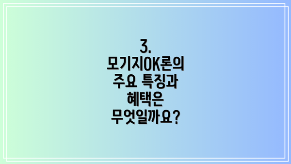 3. 모기지OK론의 주요 특징과 혜택은 무엇일까요?
