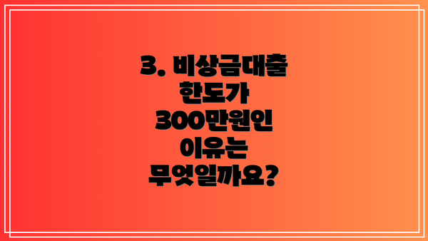 3. 비상금대출 한도가 300만원인 이유는 무엇일까요?