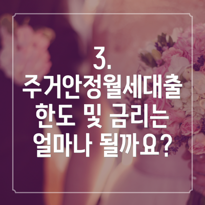 3. 주거안정월세대출 한도 및 금리는 얼마나 될까요?