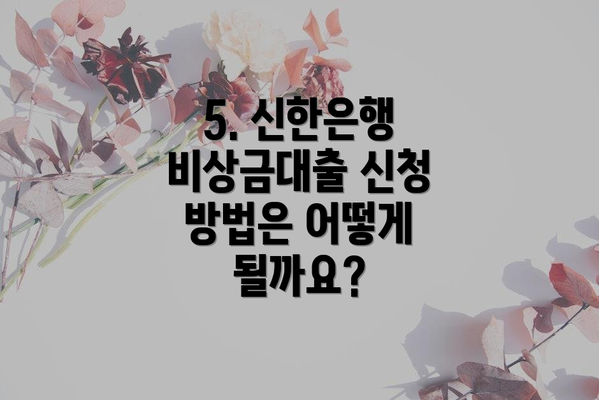 5. 신한은행 비상금대출 신청 방법은 어떻게 될까요?