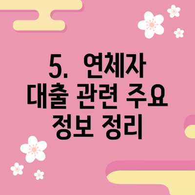 5. 연체자 대출 관련 주요 정보 정리