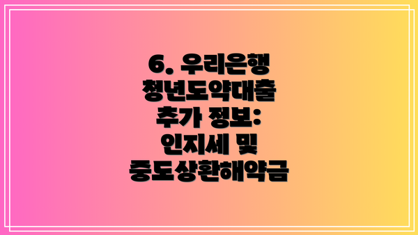 6. 우리은행 청년도약대출 추가 정보: 인지세 및 중도상환해약금