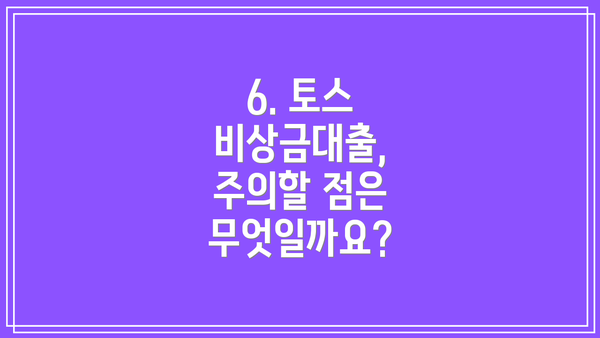 6. 토스 비상금대출,  주의할 점은 무엇일까요?