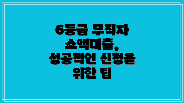 6등급 무직자 소액대출, 성공적인 신청을 위한 팁