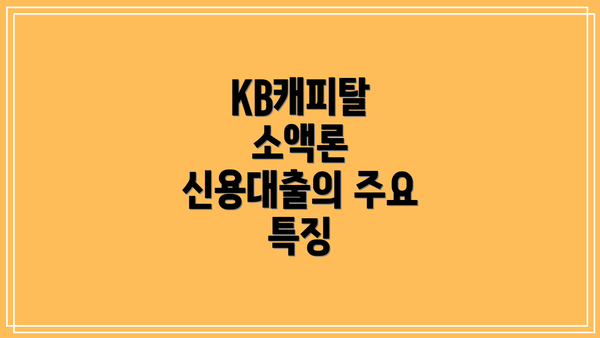 KB캐피탈 소액론 신용대출의 주요 특징