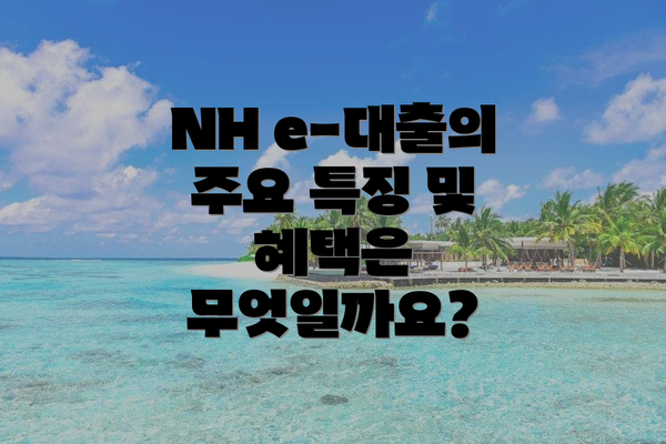NH e-대출의 주요 특징 및 혜택은 무엇일까요?