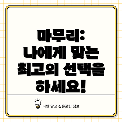 마무리:  나에게 맞는 최고의 선택을 하세요!