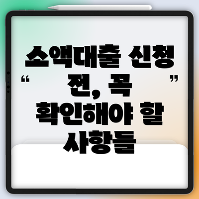 소액대출 신청 전, 꼭 확인해야 할 사항들