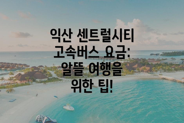 익산 센트럴시티 고속버스 요금: 알뜰 여행을 위한 팁!