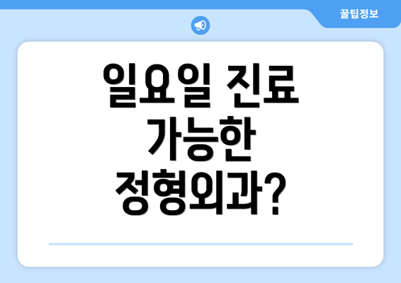 일요일 진료 가능한 정형외과?