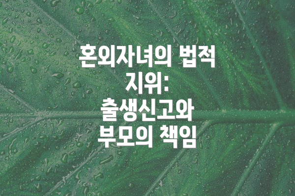 혼외자녀의 법적 지위: 출생신고와 부모의 책임