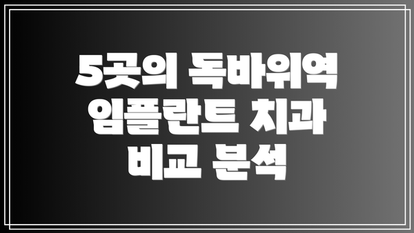 5곳의 독바위역 임플란트 치과 비교 분석